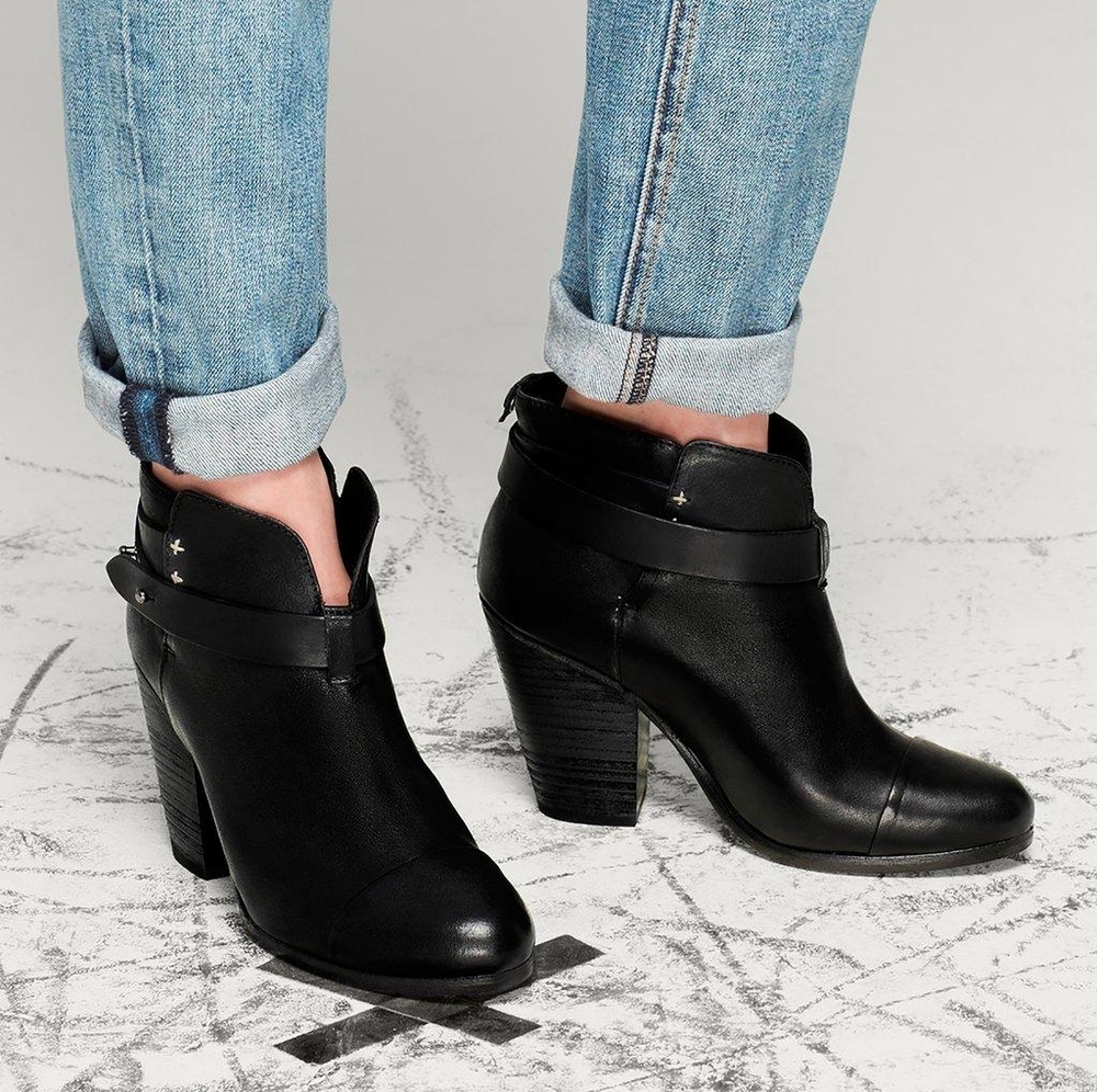 Rag & Bone Black Harrow Leather Boots, 39.5